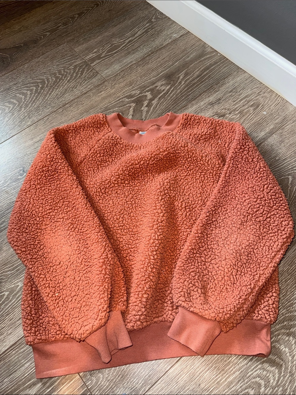 Old Navy Coral Sherpa Crewneck Pullover